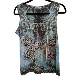 UNITY World Wear SUBLIMATION Sleeveless Studded Square Neck Top Size Large